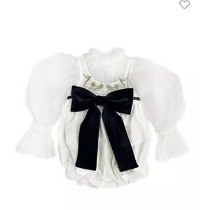 Elegant White and Black Kids Formal Dress